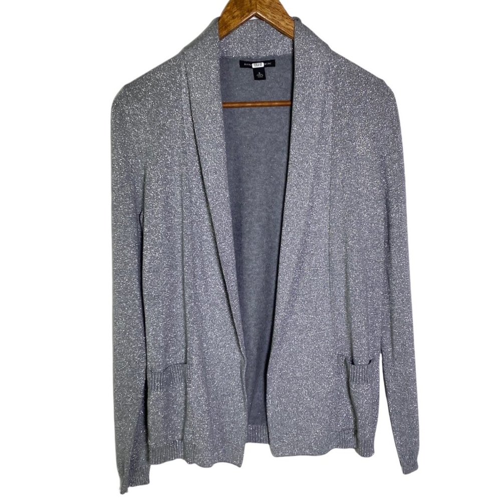 4/$25 BANANA REPUBLIC Metallic Silver Open Cardigan with Pockets Women's Small
